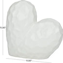 Deco 79 Porcelain Ceramic Heart Decorative Sculpture Dimensional Angled Origami Inspired Home Decor Statue, Accent Figurine 12" x 6" x 11", White by CozyNest Decor