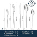 KINGSTONE Silverware Set, 30-Piece Flatware Set Cutlery Set Premium 18/10 Stainless Steel, Tableware Include Forks Knives Spoons for Home Kitchen Restaurant Wedding, Dishwasher Safe by CozyNest Decor