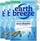 Earth Breeze Laundry Detergent Sheets Fresh Scent - 180 Loads Eco Liquidless Soap - Travel-Friendly for Hot & Cold Cycles, Tackles Tough Stains & Odors - Gentle on Skin, 90 Ct (3 Pack) by CozyNest Decor