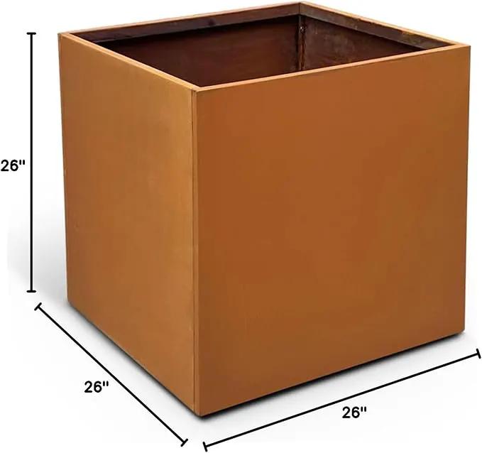 Corten Steel Planter Box Metal Square Planters Steel Large Planter Outdoor Tall Plant Durable Antique Detached for Commercial Residential Patio Deck and Backyard 26 Inch, photo 2 of 10