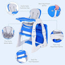 Costzon Baby High Chair, 3 in 1 Infant Table and Chair Set, Convertible Booster Seat with 3-Position Adjustable Feeding Tray, Adjustable Seat Back, 5-Point Harness (Blue) by TinyTreasures Baby Boutique