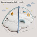Oversized Baby Play Gym with Extra Thick Baby Play Mat – Cloud-Shaped Design, 5 Detachable Toys & Moon Pillow, Soft & Cushioned for Newborns, Promotes Sensory & Motor Development, Baby Essentials Gift by TinyTreasures Baby Boutique