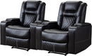CANMOV Electric Power Recliner Chair Set of 2, Breathable Leather Home Theater Seating with Hidden Arm Storage, Power Recliner Chair for Living Room with USB Ports and Cup Holders,Black by CozyNest Decor