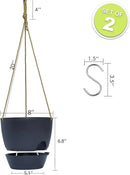 8 inch Hanging Planters, 2 Pack Self Watering Hanging Pots with 20oZ Deep Reservoir for Indoor Outdoor Plants Flowers, Black by GreenHaven Gardens