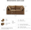 mopio Oversized Modular Sectional Sofa with Fully Removable Covers and Storage, Convertible U, L-Shaped and Sleeper Sectional, Modern Couches with Ottoman Chaise (Hazelnut Velvet, Loveseat) by CozyNest Decor