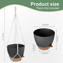 41.5 Inch Macrame Plant Hanger Indoor Outdoor with 12 Inch Flower Pot, Hanging Planter for Plants Holder with Wood Beads for Boho Home Decor (Ivory+Black) by CozyNest Decor