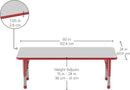 FDP Rectangle Activity School and Classroom Kids Table (24 x 60 inch), Chunky Toddler Legs, Adjustable Height 15-24 inches - Gray Top and Red Edge by CozyNest Decor