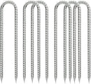 Ground-Stakes-Heavy-Duty-12 inch, U-Hook Rebar Stakes Galvanized Anti-Rust 6pcs Garden Stakes Metal Ground Anchors for Garden Dog Fence Chicken Coop Tent Trampoline Accessories Deer Fence by CozyNest Decor