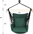 Highwild Hammock Chair Hanging Rope Swing - Max 500 Lbs - 2 Cushions Included - Steel Spreader Bar with Anti-Slip Rings - for Any Indoor or Outdoor Spaces (Green) by GreenHaven Gardens