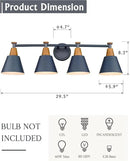 FEMILA 4-Light Bathroom Light Fixtures, Farmhouse Modern Vanity Lights Wall Lamp with Hammered Metal Shade Finish, Dark Blue, 4FG59B-4W Blue by CozyNest Decor