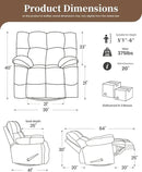 Oversized Recliner Chair Manual Swivel Rocker Recliner for Living Room Chenille Overstuffed Nursery Reclining Sofa Chair Rocking Recliners for Adults 400lbs (Manual, Beige) by CozyNest Decor