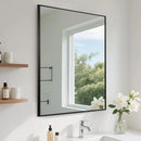 FARMER 26x38 Inch Black Bathroom Mirror, Rectangle Wall Mounted Mirror, Vanity Mirror, Brushed Square Mirror, Framed Bathroom Mirror for Bedrooms, Entryways, Living Rooms, Horizontal/Vertical