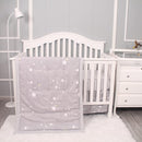 Belsden 3 Piece Crib Bedding Set for Baby Boys Girls, Classic Nursery Bedding Essential Including Comforter, Crib Sheet and Crib Skirt, Ultra Soft Cozy, Star Light Grey by TinyTreasures Baby Boutique