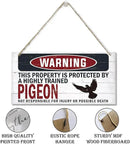 Warning Sign, Pigeon Warning Wood Plaque Sign, Funny Door Signs, Decorative Wood Hanging Suspension Plaque, Farmhouse Wooden Wall Decor, Outdoor Hanging Wooden Signs by CozyNest Decor