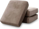 PrinceDeco Velvet Stretch Couch Cushion Cover Soft Cushion Slipcover for Chair Loveseat Sofa Furniture Protector Seat Cushion Sofa Cover (Each Width Up to 29.5", Taupe) by CozyNest Decor