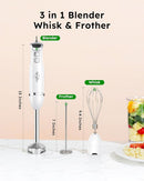 Sangcon Immersion Blender Handheld, 3-in-1 Hand Blender Electric, 400W Handheld Blender, Stainless Steel Blade Stick Blender with Whisk, Milk Frother Attachments - White by TinyTreasures Baby Boutique