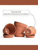 INGOFIN Terracotta Pots Set with Saucer - 5/6/7 inch Ceramic Clay Planters with Drainage Hole, Garden Flower Succulent Pots with Tray for Indoor Outdoor Plants, Set of 3 by CozyNest Decor