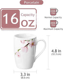 VEWEET Large Coffee Mugs Set of 6, 16 OZ Coffee Cups Set with Handle, Floral Mug Sets Ceramic Cup Set for Kitchen, Microwave& Dishwasher Safe, Series ANNIE by CozyNest Decor