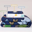 PERFEMET 4 Pieces Toddler Bedding Ocean Animal Printed Toddler Comforter Set Reversible Lightweight Cartoon Bed in A Bag for Toddler Boys Girls(Navy Blue, Sharks/Dolphins/Fish) by TinyTreasures Baby Boutique