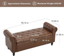 Furniliving 55” End of Bed Bench, Bedroom Bench with Button-Tufted, Large Upholstered Storage Ottoman Entryway Bench with Storage Shoe Cabinet Bench, for Bedroom, PU, Brown by CozyNest Decor