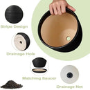 Ceramic Plant Pot - 8 Inch Ceramic Planter for Indoor Plants Glazed Round Flower Pot with Drainage Hole and Saucer Black by GreenHaven Gardens