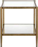 Henn&Hart 20" Wide Square Side Table with Mirror Shelf in Brass, Table for Living Room, Bedroom by CozyNest Decor