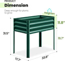 KING BIRD Raised Garden Bed with Legs Galvanized Elevated Planter Box for Backyard, Patio, Balcony, 33.9x17.7x31.5in, Green by GreenHaven Gardens