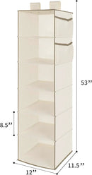 MAX Houser 6 Tier Shelf Hanging Closet Organizer, Closet Hanging Shelf with 2 Widen Straps for Storage, Foldable (Beige2) by CozyNest Decor