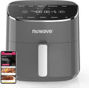 Nuwave Brio Plus Air Fryer 8 Qt, New & Improved, PFAS-FREE, 7 Digital One-Touch Cook Functions that AIR FRY, BAKE, ROAST, DEHYDRATE, TOAST, REHEAT, PREHEAT, 150 Presets, 50°F~400°F (Cool Gray) by CozyNest Decor