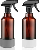 Glass Spray Bottles with Silicone Sleeve 16.9oz 2 Pack Empty Spray Bottle for Hair Mist/Stream Spraying for Cleaning Solutions, Plants, Essential Oils (Brown-grey&white) by GreenHaven Gardens