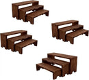 Display Wood Risers Wooden Stand 3 Tier 4 Set 12 Pieces Tiered Desert Wooden Stands Decorative Rectangular Display Cupcake Stands Cologne Perfume Racks(Brown) by CozyNest Decor