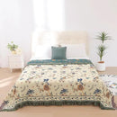 Boho 100% Organic Cotton Large Throw Blanket 50" x 60" - All Season Rustic Ultra Soft Breathable Floral Bird Blanket for Bed Sofa Couch Chair Bedspread Quilt Gift-Teal,Beige by CozyNest Decor