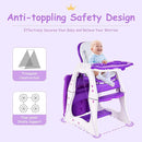 Costzon Baby High Chair, 3 in 1 Infant Table and Chair Set, Convertible Booster Seat with 3-Position Adjustable Feeding Tray, Adjustable Seat Back, 5-Point Harness (Purple) by TinyTreasures Baby Boutique