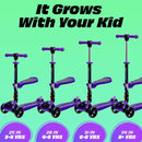 SKIDEE Kick Scooters for Kids Ages 3-5, Adjustable Height Foldable Scooter with Removable Seat, 3 LED Light Wheels, Rear Brake, Wide Standing Board, Suitable Up to 12 Year Old Boys/Girls by TinyTreasures Baby Boutique