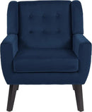 UIXE Velvet Accent Chairs Set of 2, Modern Arm Chair Mid-Century Living Room Armchair, Comfy Upholstered Button Tufted Reading Seat Bedroom Side Sitting, Royal Blue by CozyNest Decor