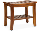 Teak Shower Bench 21 Inch, Fully Assembled Wood Bath Stool for Shower & Spa, The Hermod by TinyTreasures Baby Boutique