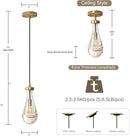 Raindrop Pendant Lights, Pendant Lights Kitchen Island, Brass Base Hanging Light Dining Room Light Fixture, Handblown Clear Kitchen Chandelier, Rope Pendant Lights for Living Room Hallway,E12 Bulb by CozyNest Decor