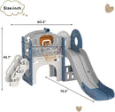 XJD 8 in 1 Toddler Slide Set, Kids Slide for Toddlers Age 1+, Toddler Climber Slide PlaySet with Basketball Hoop and Ball,Outdoor Indoor Playground for Toddlers 1-3 (Blue Gley, 8 in 1) by TinyTreasures Baby Boutique