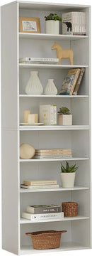 71 Inch Tall 8-Shelf Bookcase, Wood Bookshelf Storage Organizer Adjustable Shelf for Home Office Living Room, Converts into Two 4-Shelf Bookshelves, White by CozyNest Decor