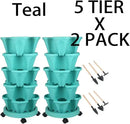 Vertical Planter 5 Tier Stackable Planters Garden Planters Strawberry Herb Flower and Vegetable Planter Indoor Outdoor Gardening Pots with Removable Wheels and Tools by CozyNest Decor