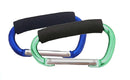 Large Stroller Hooks for Mommy, 2 pcs Carabiner Stroller Hook Organizer for Hanging Purses, Diaper Bag, Shopping Bags. Clip Fits Single/Twin Travel Systems, Car Seats (Blue+Green) by TinyTreasures Baby Boutique