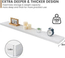 Fun Memories 48 Inch Floating Shelves for Wall, Deep Rustic Solid Pine Wood Shelf - Farmhouse Wall Mounted Display Shelf with Heavy-Duty Metal Bracket, 48" W x 8" D, Set of 1, White by CozyNest Decor