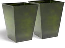KOL 18''H. Bright Glazed Planter with Drainage Hole, Set of 2, Galvanized Steel Planter Pots for Indoor & Outdoor Use, Decorative Flower Plant Pots for Front Porch, Patio, Deck - Green by GreenHaven Gardens