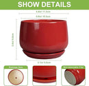 G EPGardening Ceramic Pots for Plants - 4 inch Succulent Pots Indoor Outdoor, Small Planter with Drainage Hole & Tray, Modern Flower Pot, Decorative Round Planter, Living Room Decor, Home Gifts, Red by GreenHaven Gardens