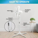EZ-CHILL 16” Oscillating Pedestal Fan, 3-speed Options, 90-Degree Oscillating Head, Adjustable Height and Tilt, Powerful Air Flow, Black, MTFS-16B-BLK by CozyNest Decor
