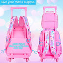 Girls Rolling Backpack, Cute Raccoon Roller Wheels Kids Bookbag - Wheeled Elementary School Bag - 3PCS Raccoon by TinyTreasures Baby Boutique