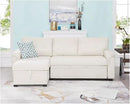 Naomi Home L-Shaped Reversible Sectional Sofa with Pull-Out Sleeper Bed and Storage Chaise, Cream Velvet by CozyNest Decor