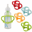 TonGass (4-Pack) Bottle Handles for Dr Brown Narrow Baby Bottles with Easy Grip Handles to Hold Their Own Bottle - BPA-Free Soft Silicone - Red Orange Blue and Green by TinyTreasures Baby Boutique
