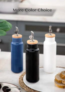 Nucookery Ceramic Olive Oil Dispenser Bottle for Kitchen, 14 oz Opaque Vinegar Dispenser Bottle, Large Capacity Cooking Oil Container for Storage Vinegar, Soy Sauce, Coffee Syrup, Black by CozyNest Decor