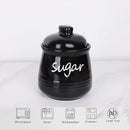 HAOTOP 12oz Sugar Bowl with Lid and Spoon,Ceramic Sugar Jar Sugar Dispenser Sugar Container Coffee Bar Accessories, Kitchen Countertop Canisters, Black by CozyNest Decor